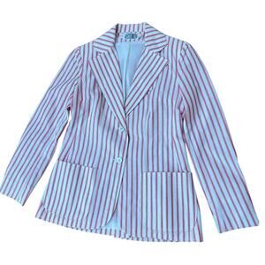 Vintage 1970s The Villager Red & White Striped Blazer Cotton Jacket / Small -